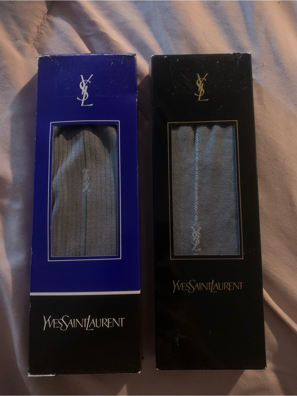 Yves Saint Laurent Men's Socks in Blue and Black Packaging